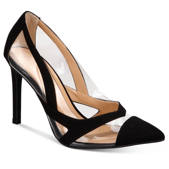 NWT Thalia Sodi Womens Nessy Black Translucent Pointed Toe Stiletto Pumps 8.5M - Picture 1 of 9